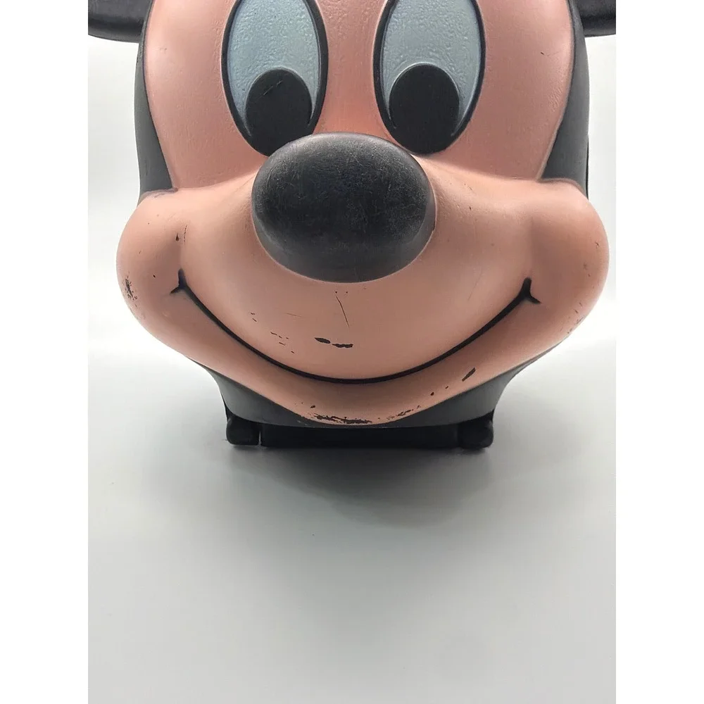 Vintage Mickey Mouse Head Plastic Lunch Box with Thermos Disney Collectible Set